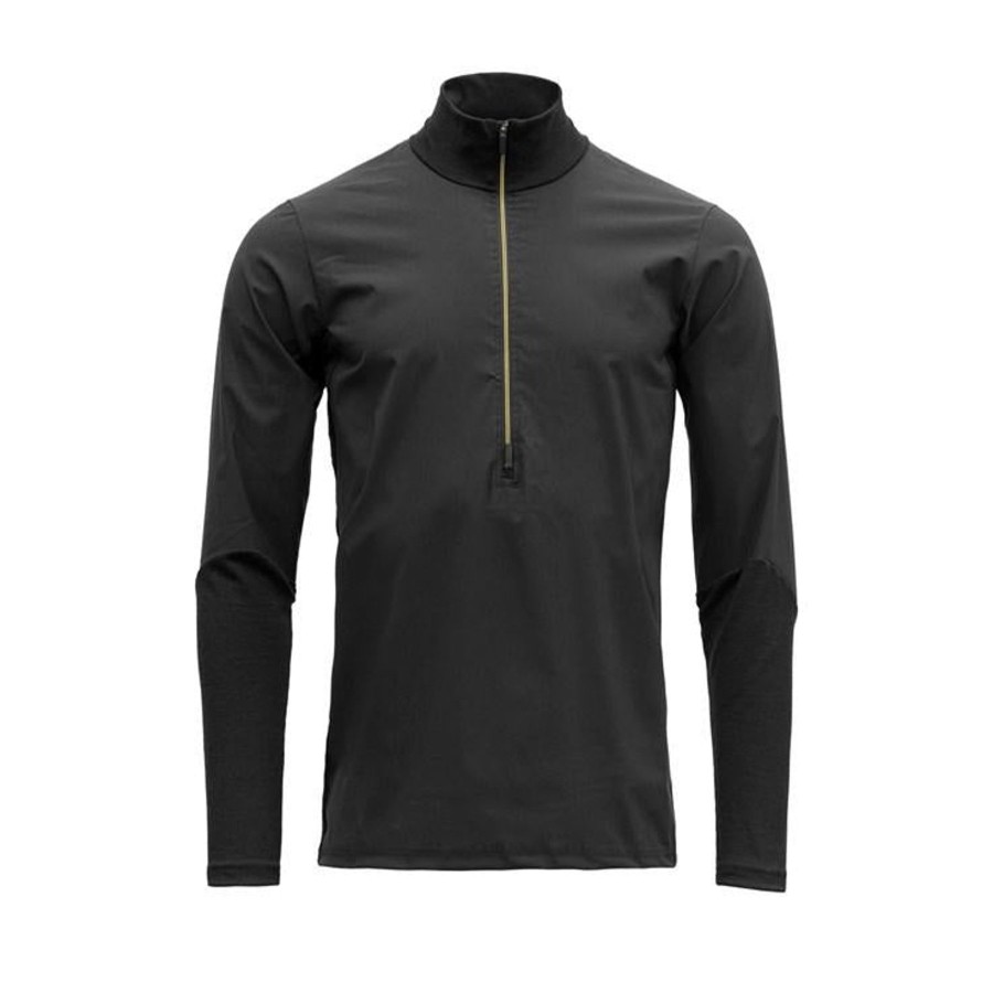 Miehet Devold Juoksu | Miesten Running Cover Zip Neck Juoksupaita - Merinovillaa Caviar