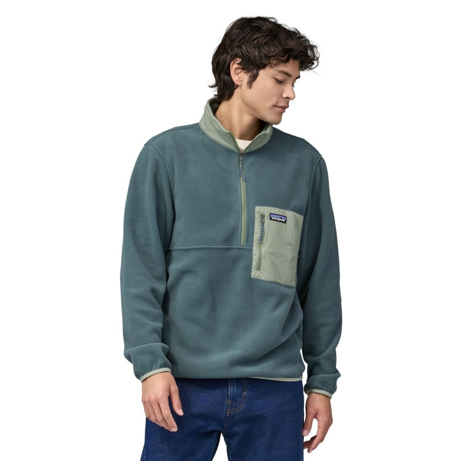 Miehet Patagonia Retkeily & Ulkoilu | Miesten Microdini 1/2 Zip Fleecepaita - 100% Kierratettya Polyesteria