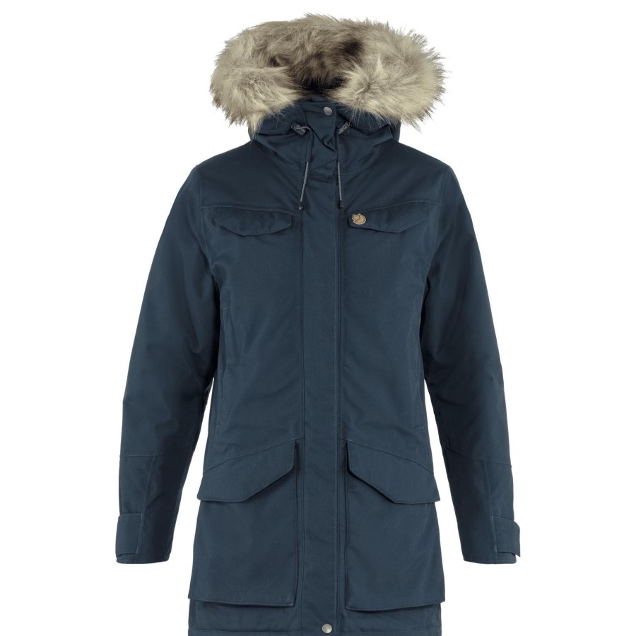 Naiset Fjällräven Naisten Uutuudet | Naisten Nuuk Parka - Kierratetty Nailon Ja Kierratetty Polyesteri Dark Navy