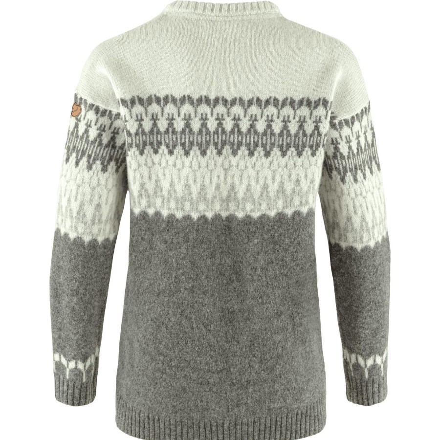 Naiset Fjällräven Naisten Uutuudet | Naisten Ovik Path Knit -Villapaita - 100% Villaa Grey-Chalk White