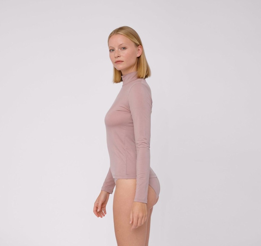 Naiset Organic Basics Pitkahihaiset T-Paidat | Naisten Tencel Lite Turtleneck Paita Dusty Rose