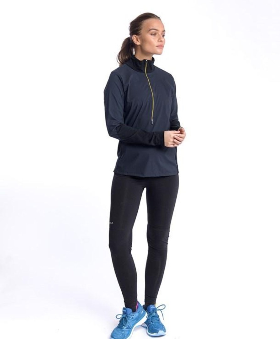 Naiset Devold Juoksu | Naisten Running Cover Zip Neck Juoksupaita - Merinovillaa Caviar